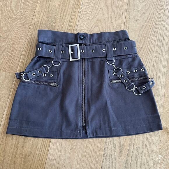 LF Carmar Mini Skirt with Belt and Buckles in Grey